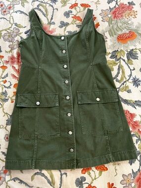 GAP Green Denim Button Down Jumper with Patch Pockets